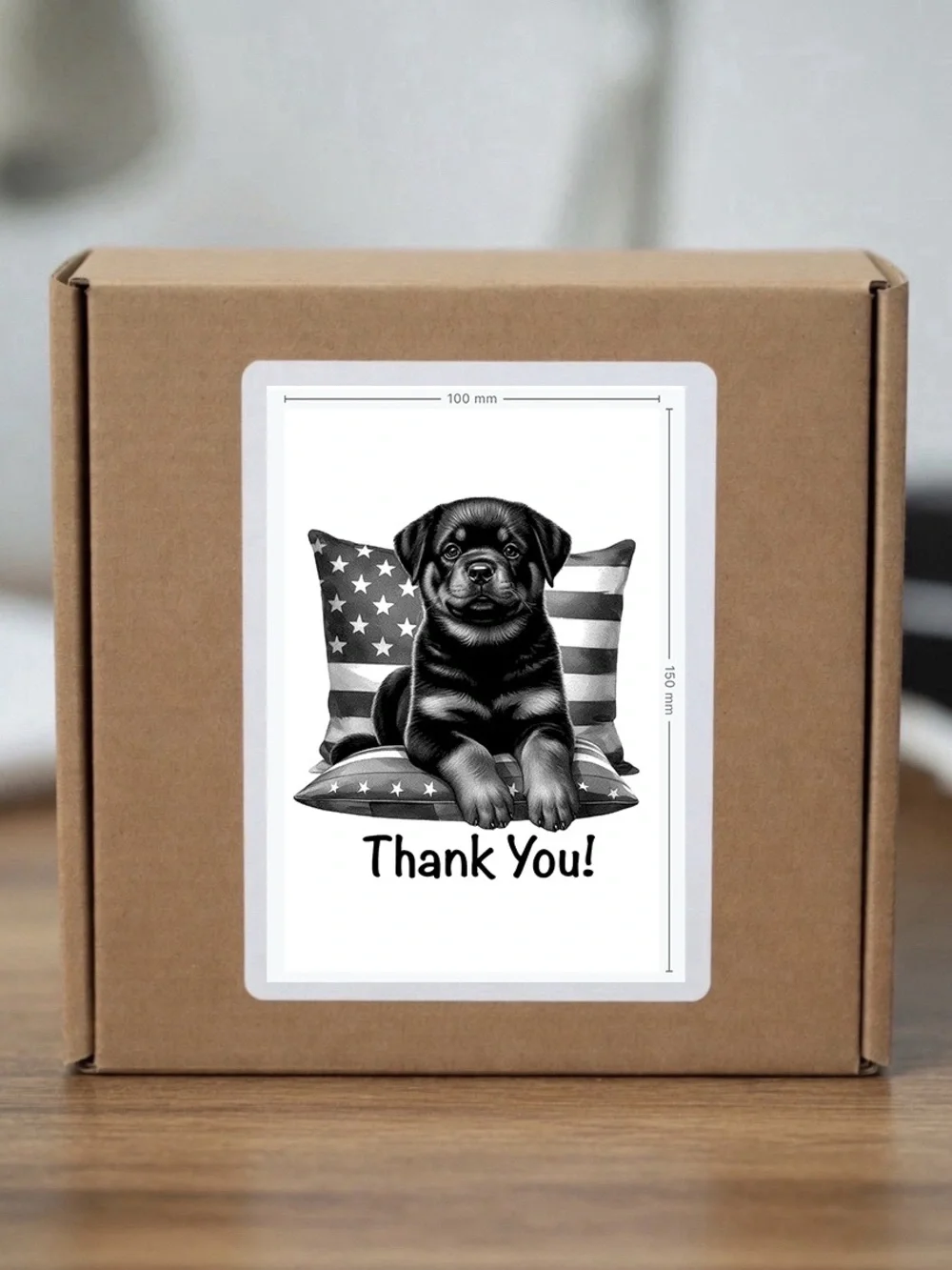 Patriotic Pup Thank You Stickers  4”x6”-100ct.